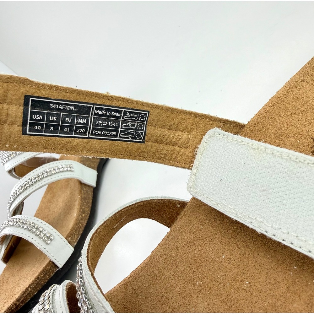 Vionic Afton White Rhinestone Sandals Adjustable Straps Comfort Womens 10 Party - Picture 12 of 15